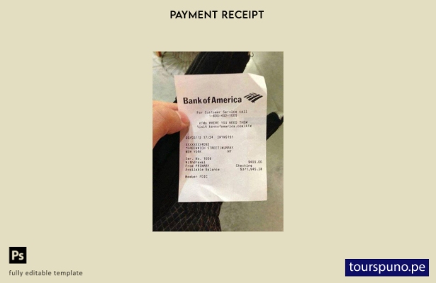 Plantilla de comprobante de pago del Bank of America de EE. UU. lista para impri